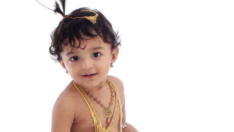 Human Baby as Krishna Wallpaper for Desktop Wallpaper background (Image-Photo-Picture) full HD free download.